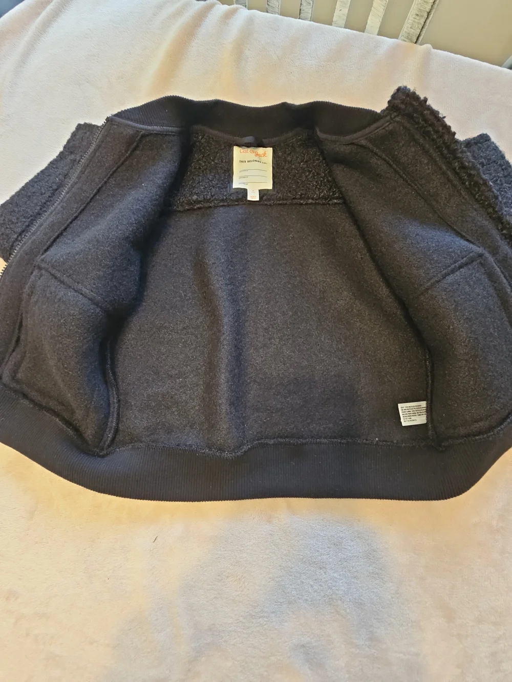 Cat & Jack Black Sherpa Bomber Jacket
